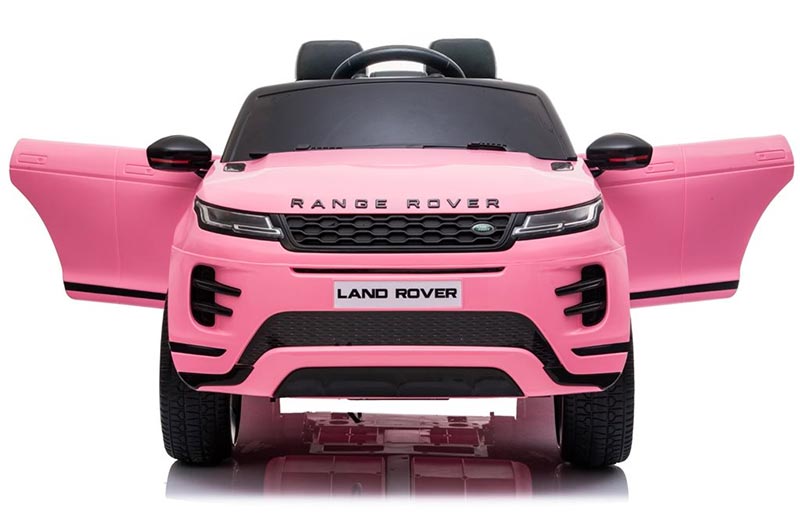 Azeno Range Rover Evoque 12V Rosa Elbil för barn, 4x12V bild med öppna dörrar