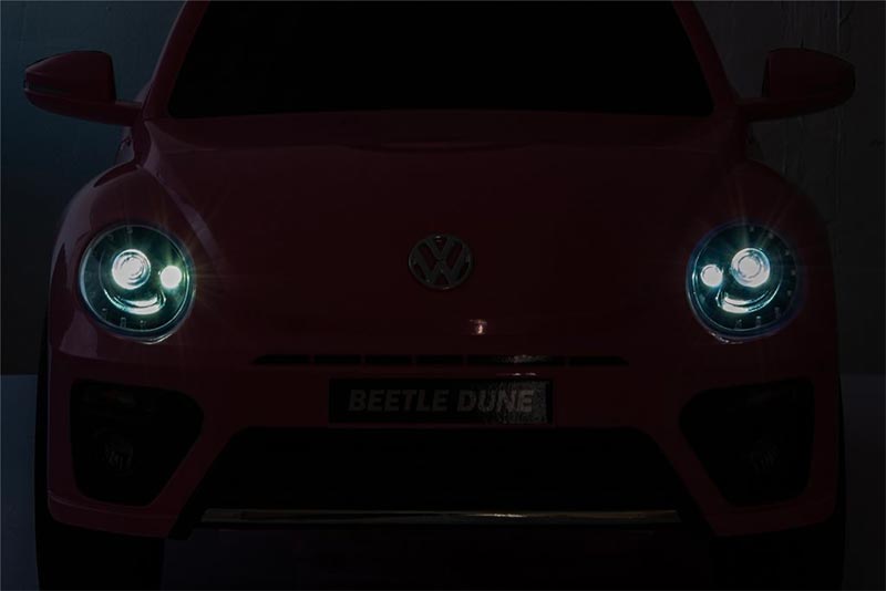 Azeno VW Beetle Dune Rosa Elbil för barn bild på lampor i mörkret