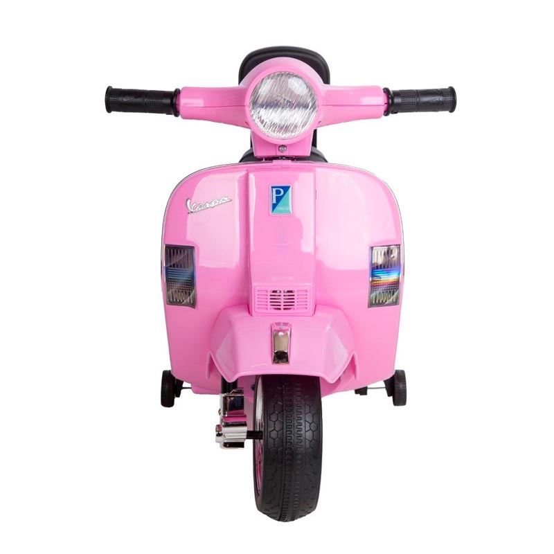 Azeno Vespa PX150 Rosa elmotorcykel för barn bild framifrån