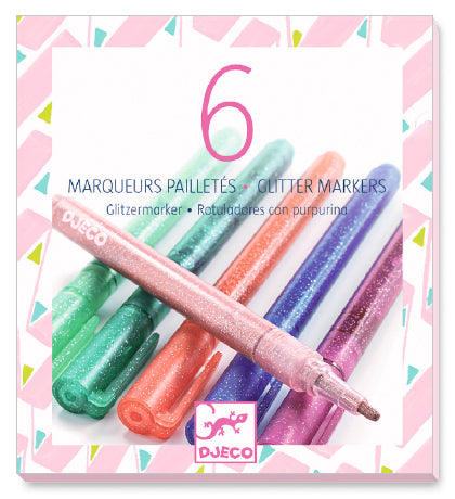 Djeco 6 glitter markers - sweet