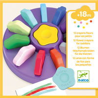 Thumbnail for Djeco 12 flower crayons for toddlers