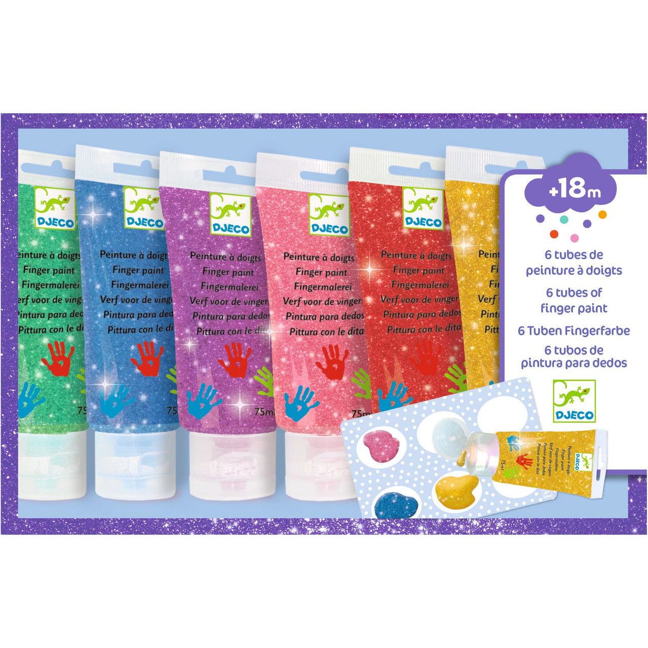 Djeco 6 Tubes of Finger Paint - Glitter